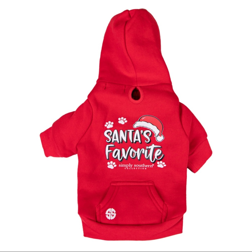 ✨🆕♥️🎅🎄SIMPLY SOUTHERN SANTA’S FAVORITE DOG HOODIE SWEATSHIRT🎄🎅♥️